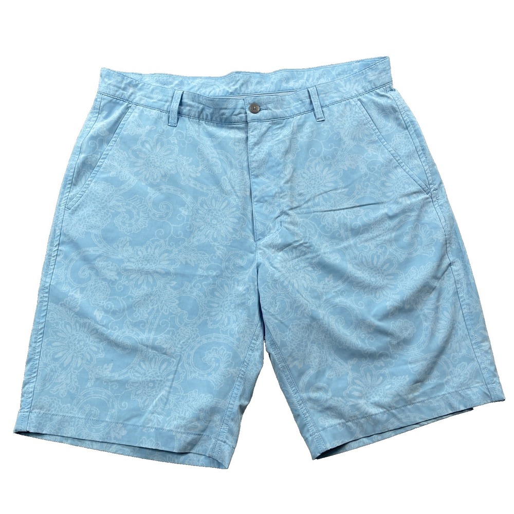 FootJoy Batik Print Performance Shorts Mens 36 Blue Paisley Golf Coastal 9"